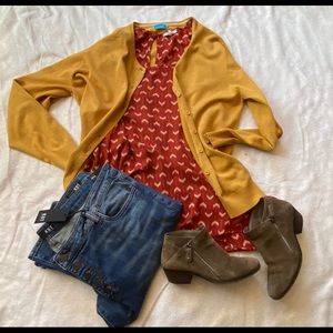 NWOT: Mustard golden yellow Cardigan 4 layers